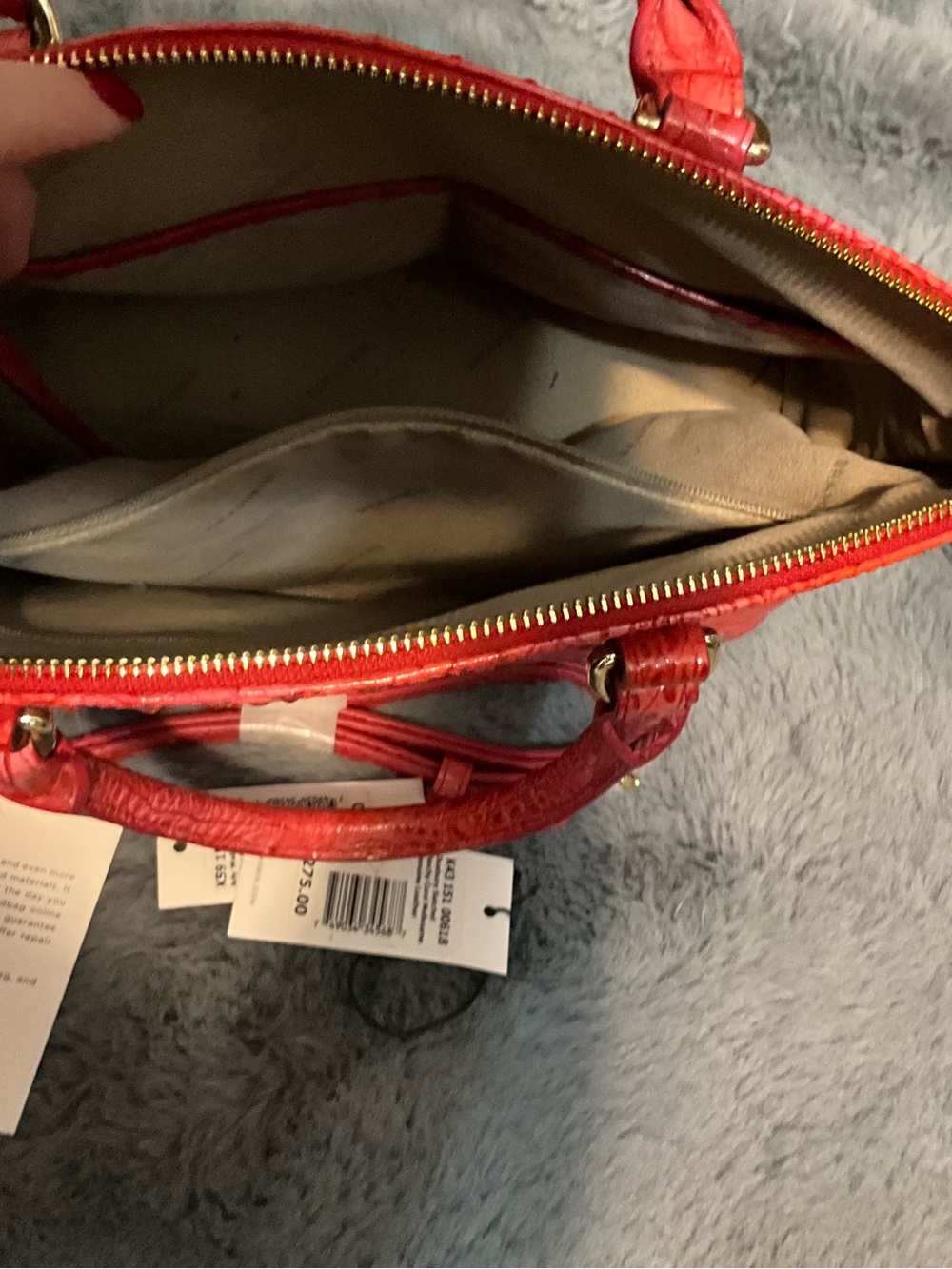 Brahmin Red Croc-Embossed Leather Satchel with Gold Hardware - Picture 3 of 8